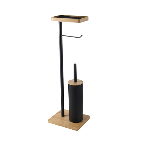 Eco-friendly freestanding toilet brush holder with phone shelf holder