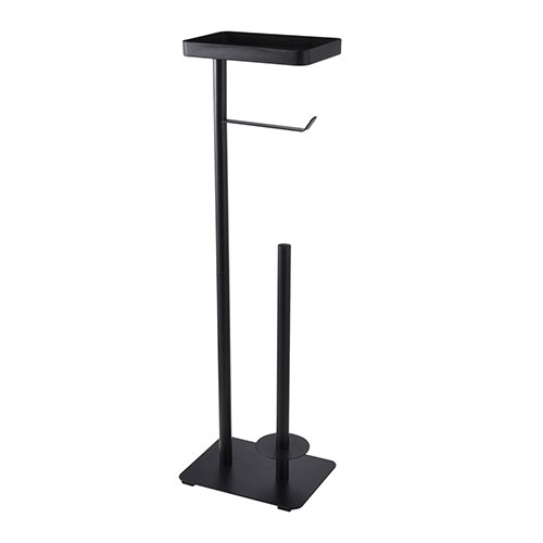 Estante negro del metal del soporte del portarrollos del papel higiénico del cuarto de baño con el estante