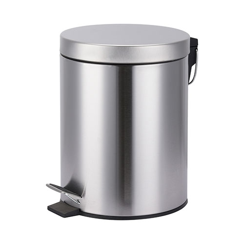 Classic and popular household round stainless steel pedal trash can bin chrome matt with pedal