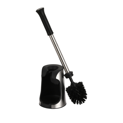 Semi open stainless steel toilet bowl brush and holder black white grey