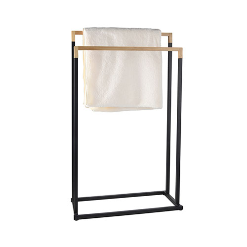 Non-slip bathroom steel wooden bamboo towel rack standing factory