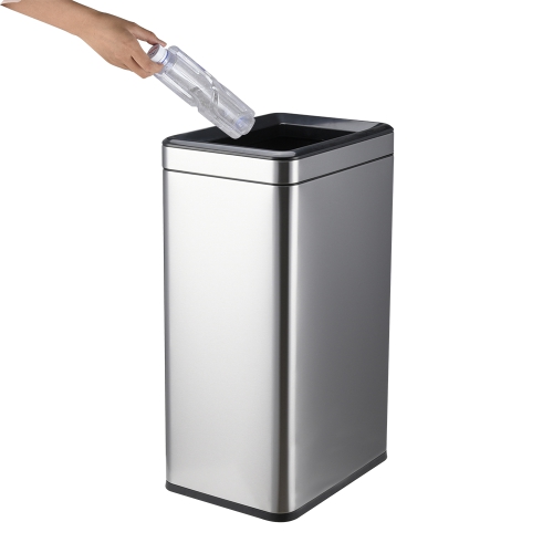 Stainless steel commercial open top large shopping mall trash can